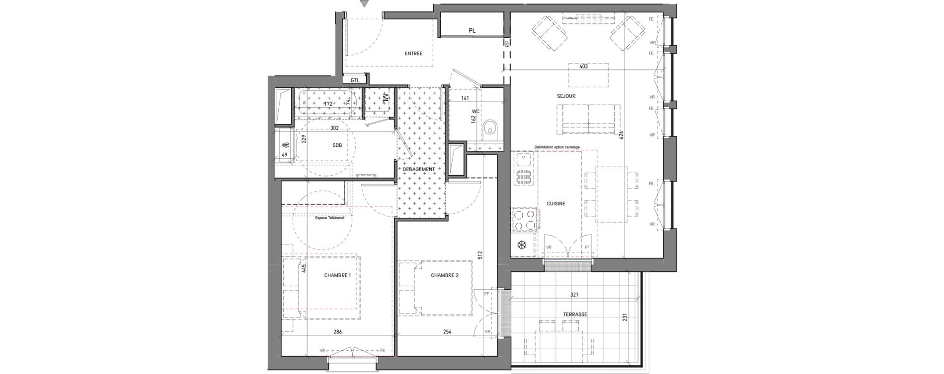 Appartement T3 de 67,01 m2 &agrave; Serris Le pr&eacute; de claye