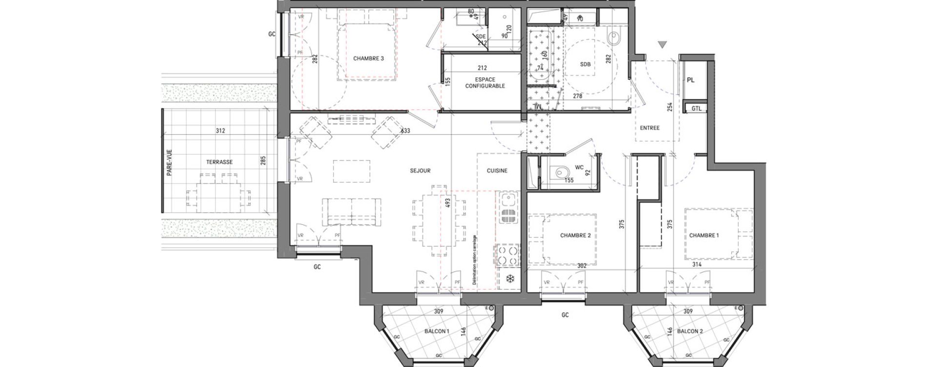 Appartement T4 de 83,18 m2 &agrave; Serris Le pr&eacute; de claye