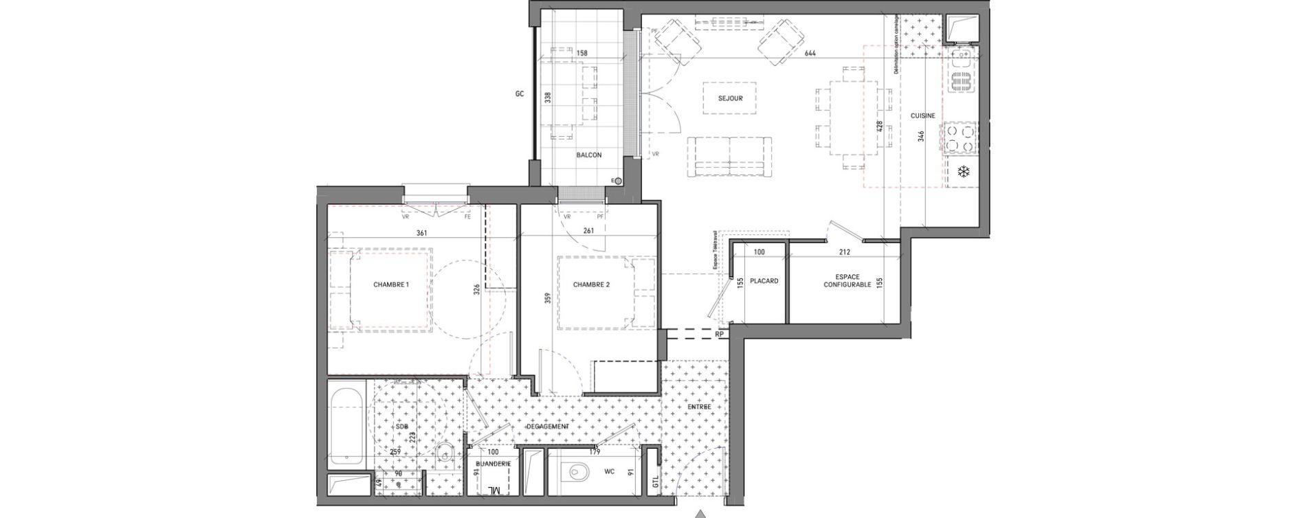 Appartement T3 de 70,32 m2 &agrave; Serris Le pr&eacute; de claye