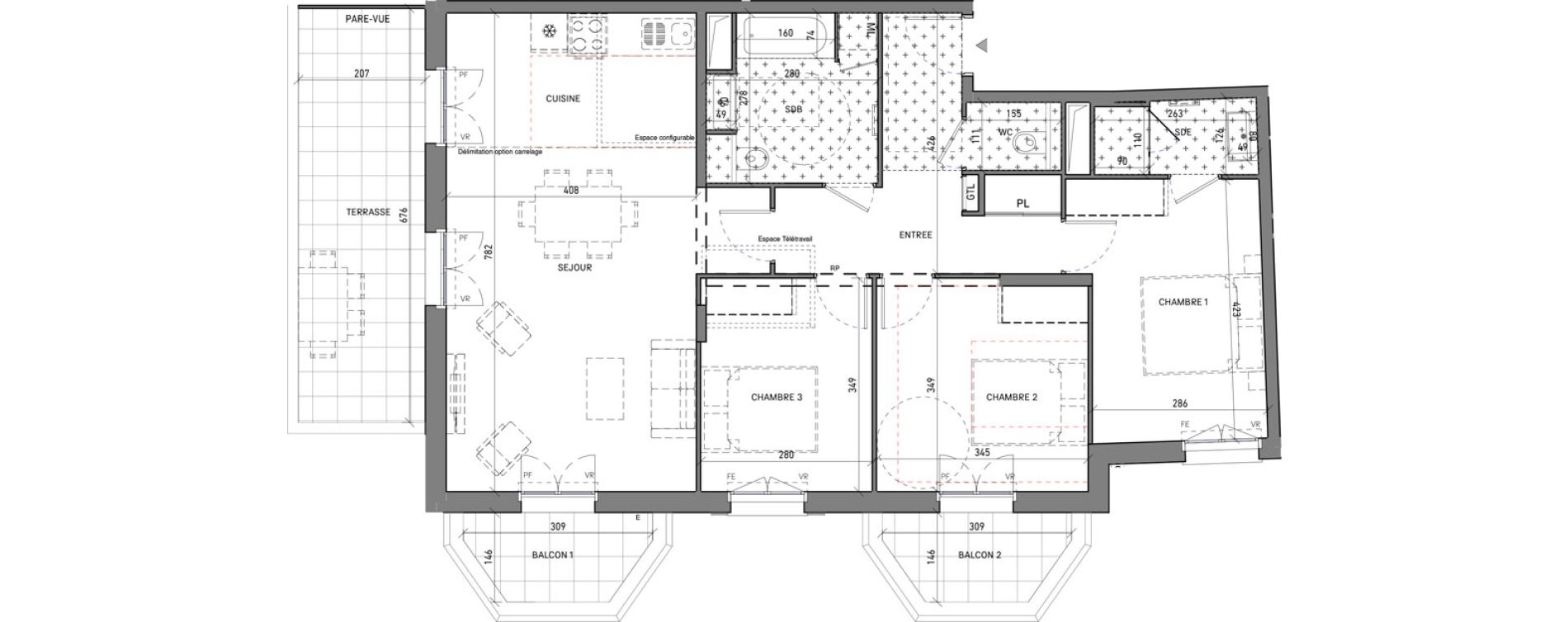 Appartement T4 de 90,13 m2 &agrave; Serris Le pr&eacute; de claye