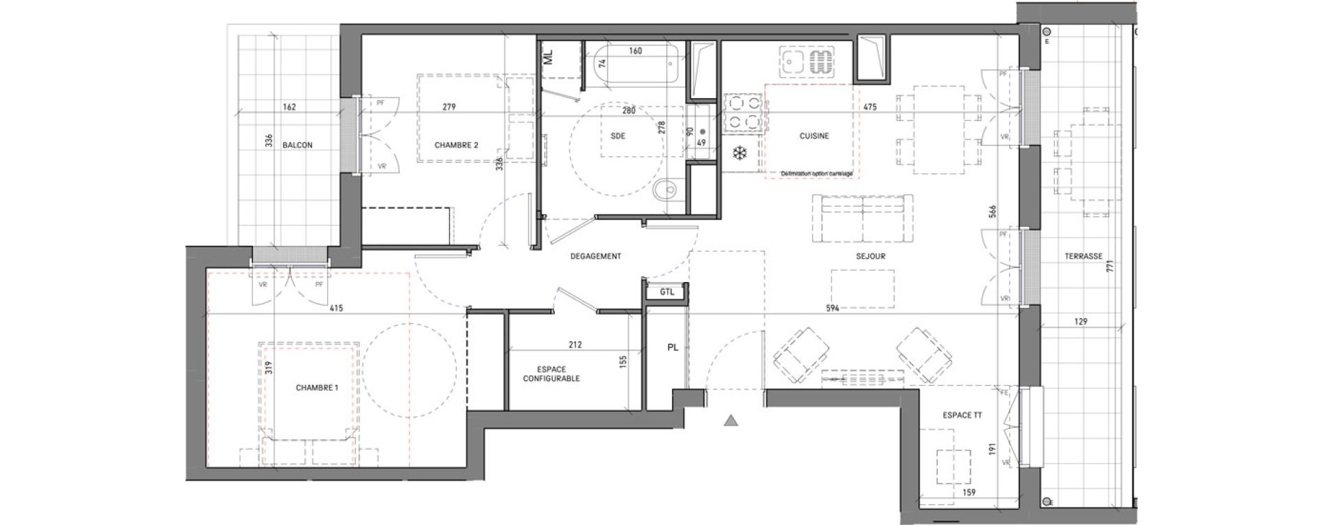 Appartement T3 de 70,22 m2 &agrave; Serris Le pr&eacute; de claye