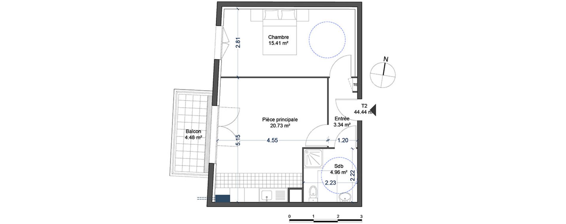 Appartement T2 de 44,44 m2 &agrave; Thorigny-Sur-Marne Centre