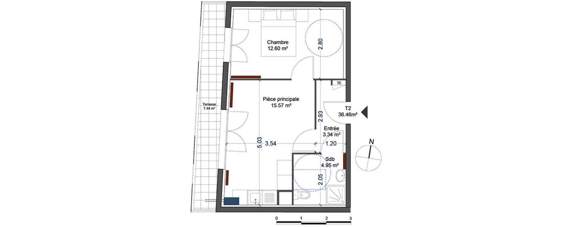Appartement T1 de 36,46 m2 &agrave; Thorigny-Sur-Marne Centre