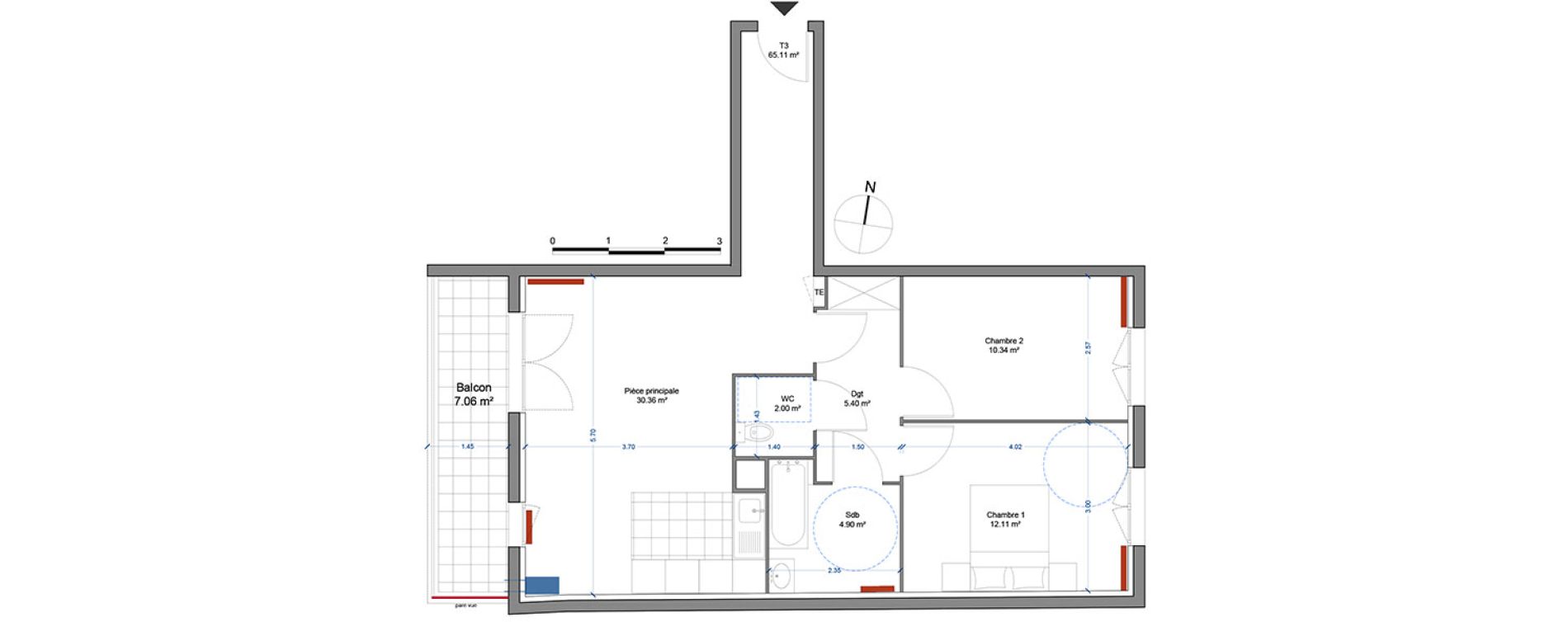 Appartement T3 de 65,11 m2 &agrave; Thorigny-Sur-Marne Centre