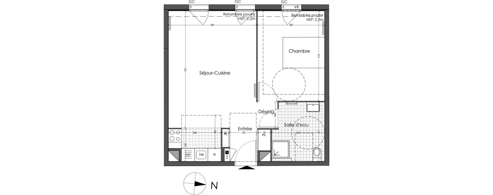 Appartement T2 de 47,17 m2 &agrave; Torcy Les coteaux de la marne