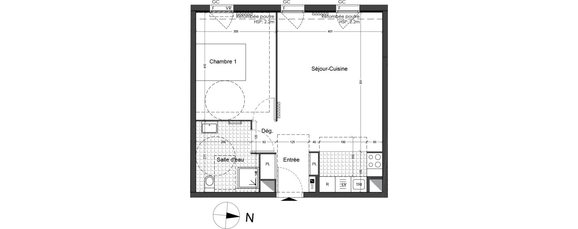 Appartement T2 de 47,17 m2 &agrave; Torcy Les coteaux de la marne