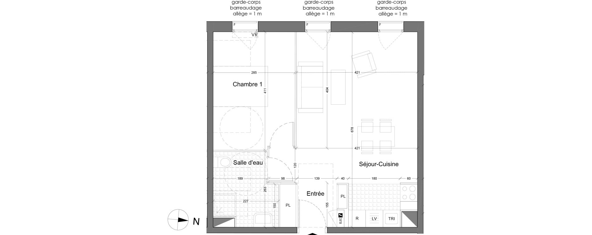 Appartement T2 de 46,84 m2 &agrave; Torcy Les coteaux de la marne