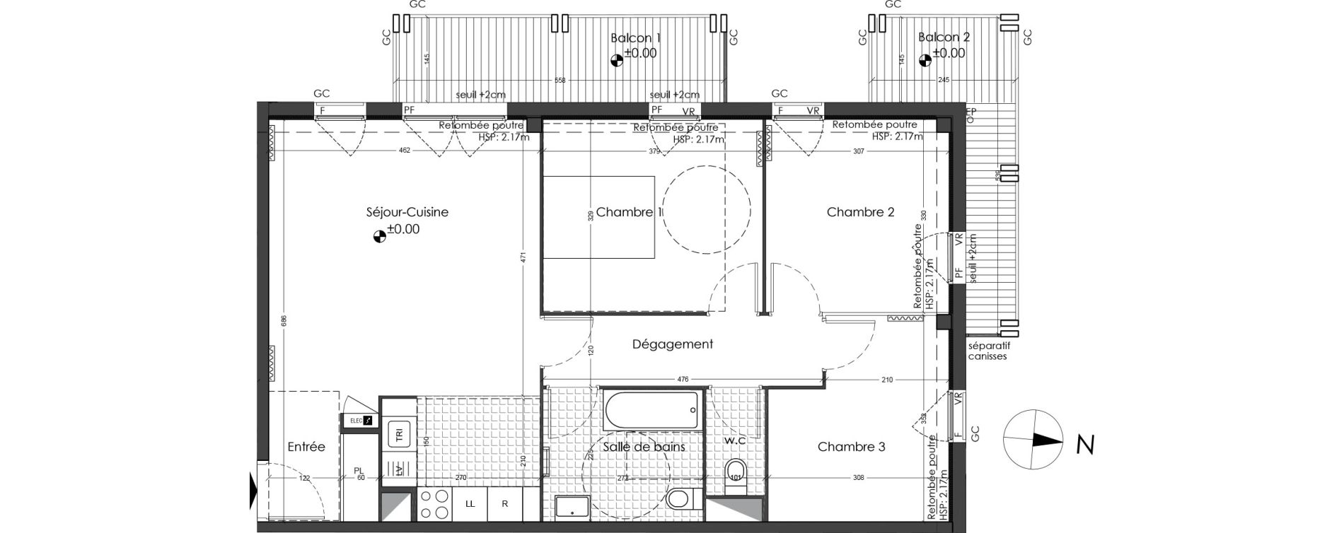 Appartement T4 de 76,76 m2 &agrave; Torcy Les coteaux de la marne