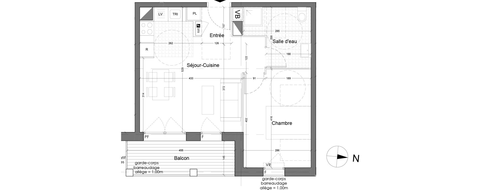 Appartement T2 de 40,82 m2 &agrave; Torcy Les coteaux de la marne