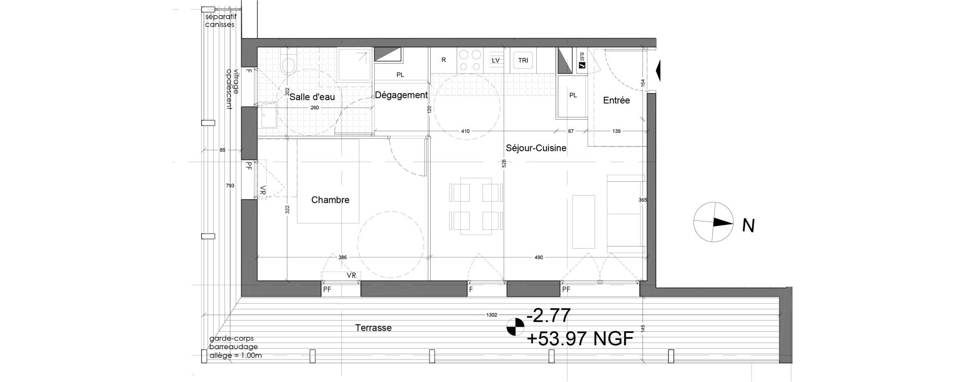 Appartement T2 de 45,29 m2 &agrave; Torcy Les coteaux de la marne