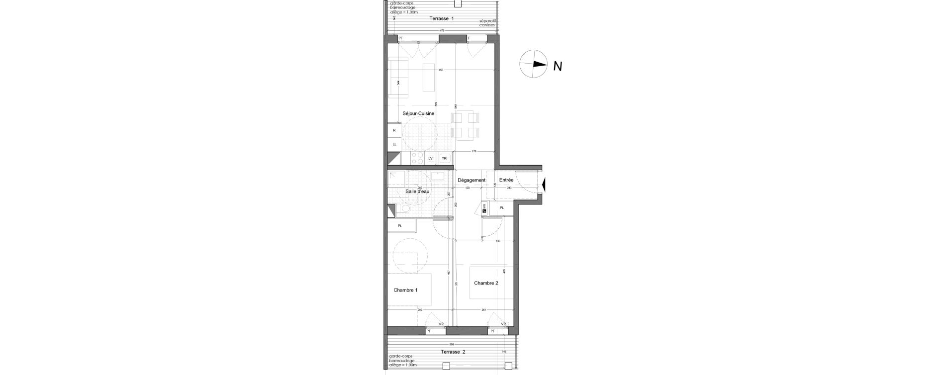 Appartement T3 de 61,90 m2 &agrave; Torcy Les coteaux de la marne