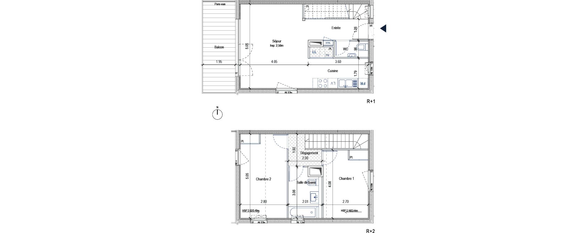 Duplex T3 de 68,30 m2 &agrave; Torcy Les coteaux de la marne