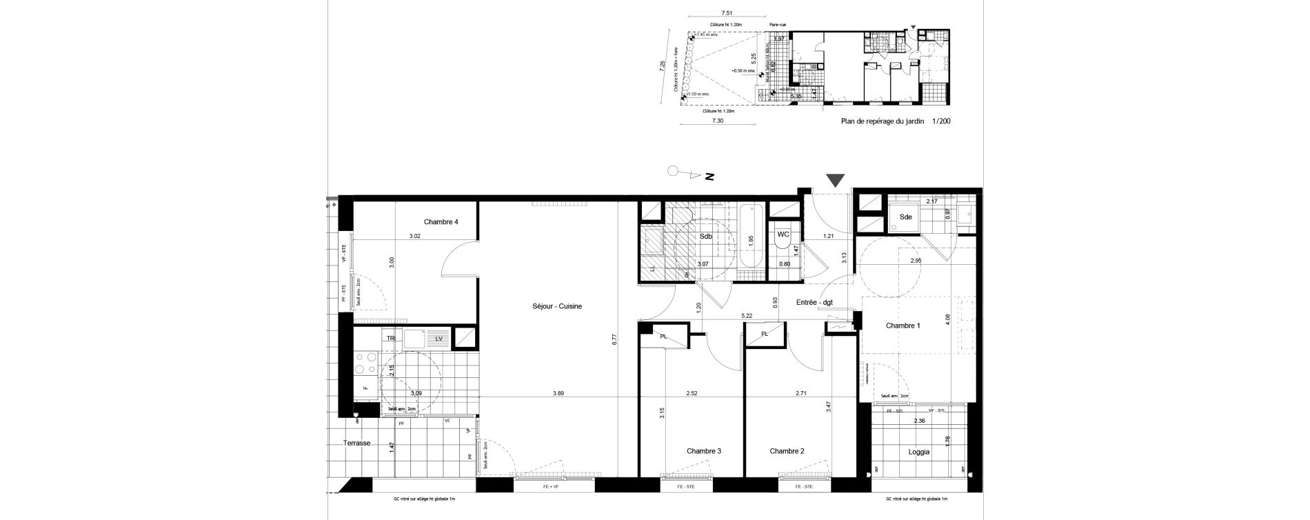 Appartement T5 de 89,10 m2 &agrave; Torcy L arche guedon