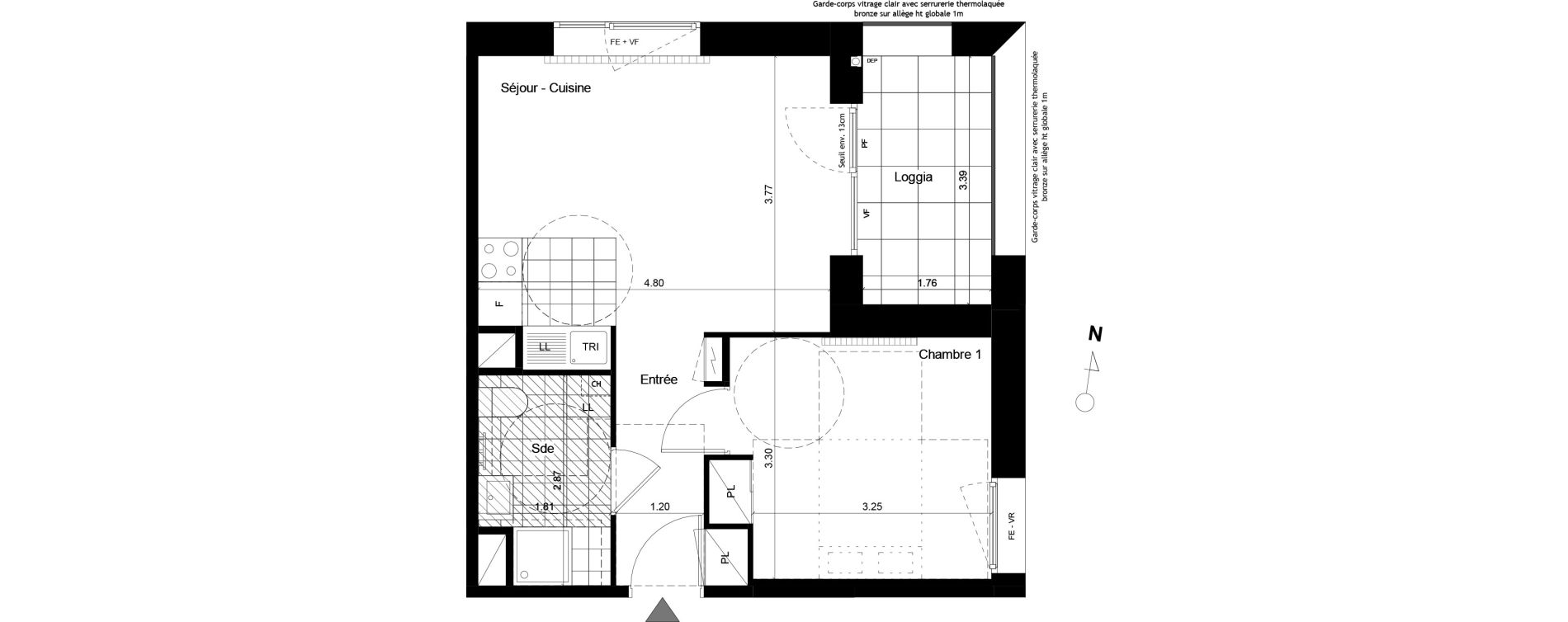 Appartement T2 de 40,60 m2 &agrave; Torcy L arche guedon