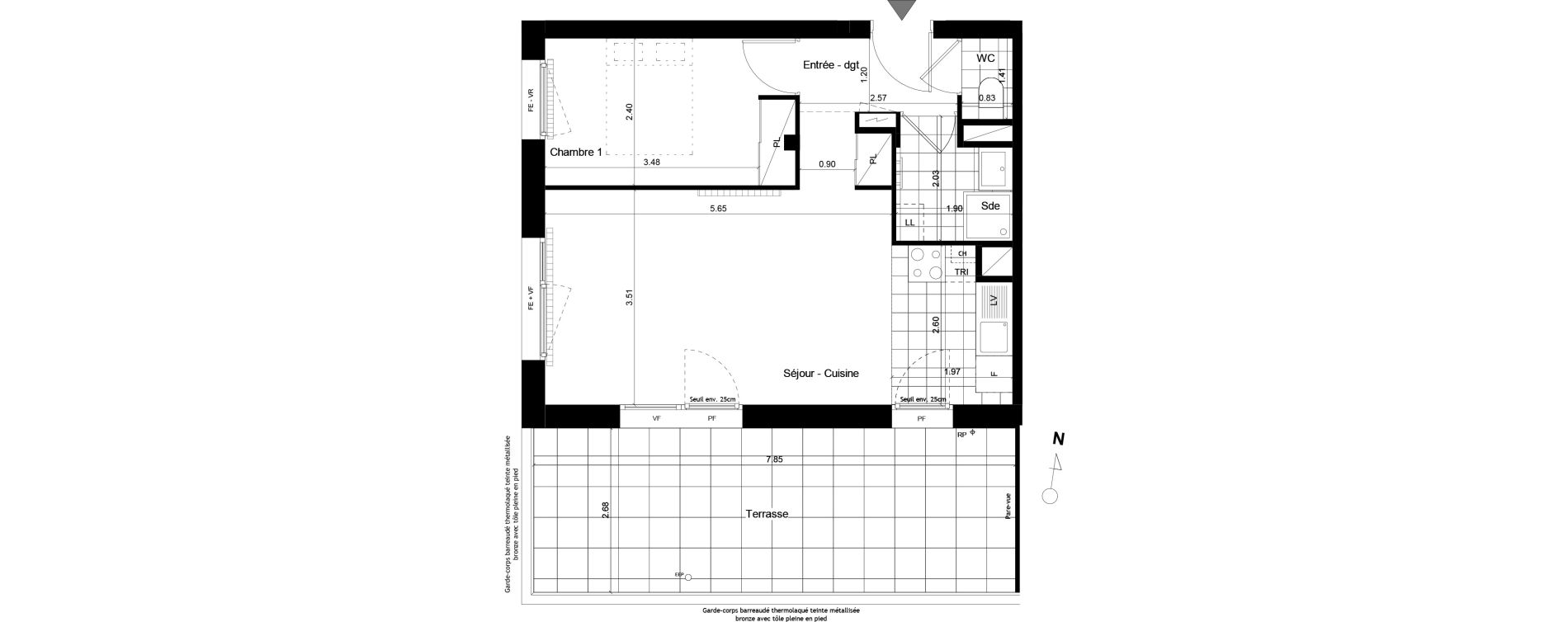 Appartement T2 de 43,50 m2 &agrave; Torcy L arche guedon