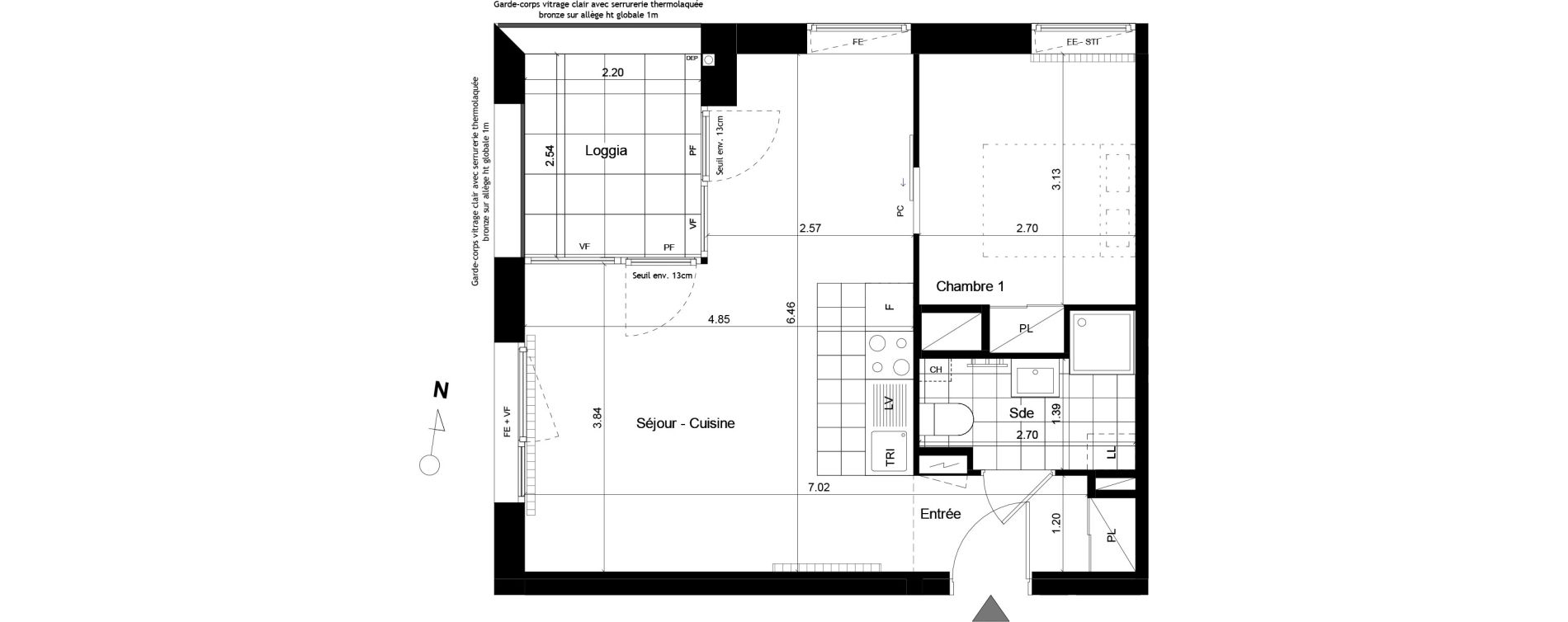 Appartement T2 de 41,40 m2 &agrave; Torcy L arche guedon
