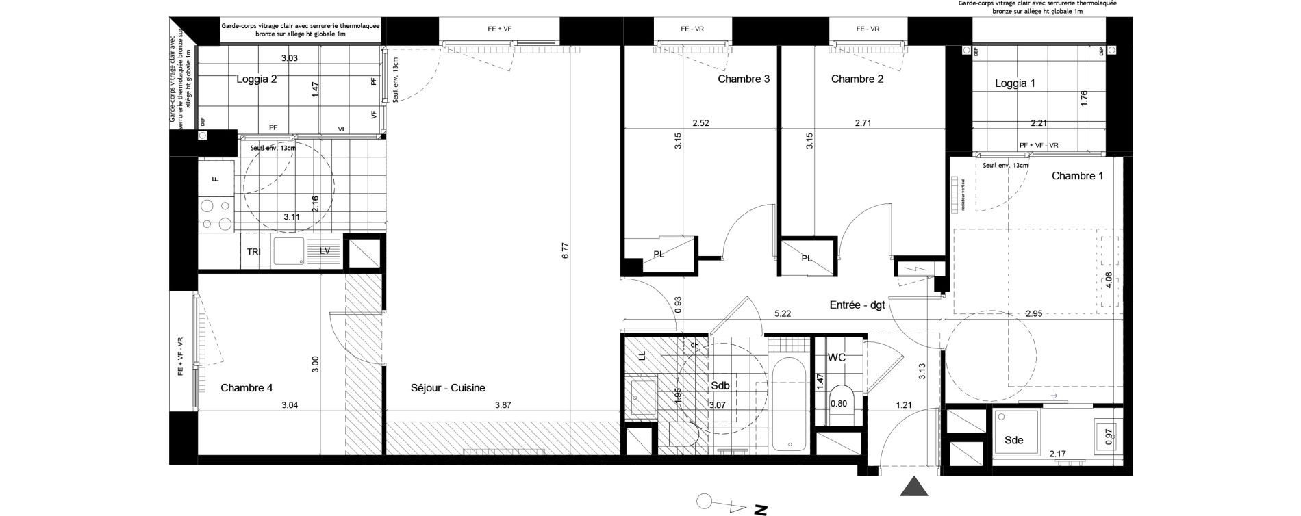 Appartement T5 de 88,90 m2 &agrave; Torcy L arche guedon