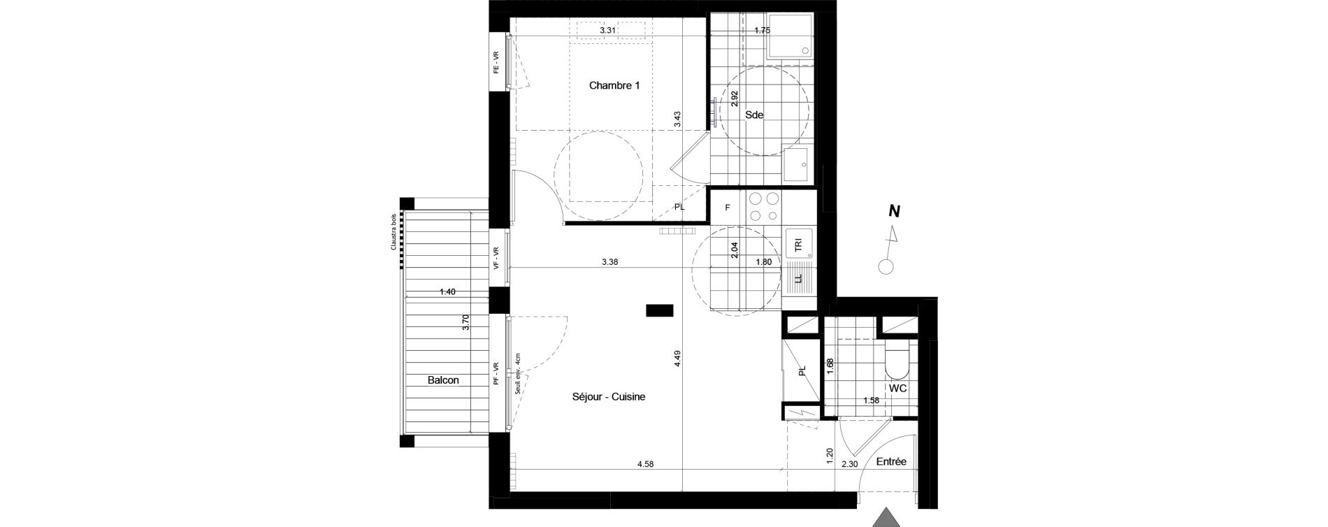 Appartement T2 de 44,70 m2 &agrave; Torcy L arche guedon