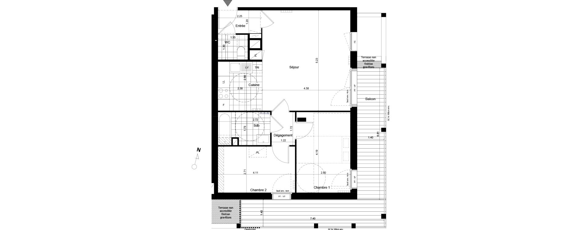 Appartement T3 de 62,60 m2 &agrave; Torcy L arche guedon