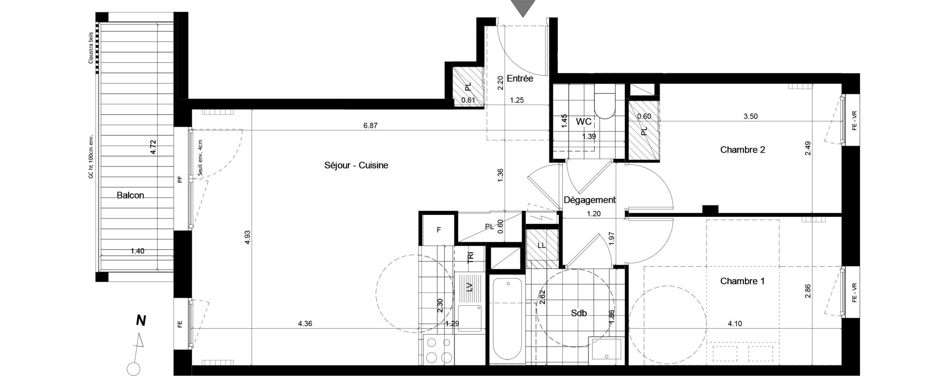 Appartement T3 de 64,40 m2 &agrave; Torcy L arche guedon