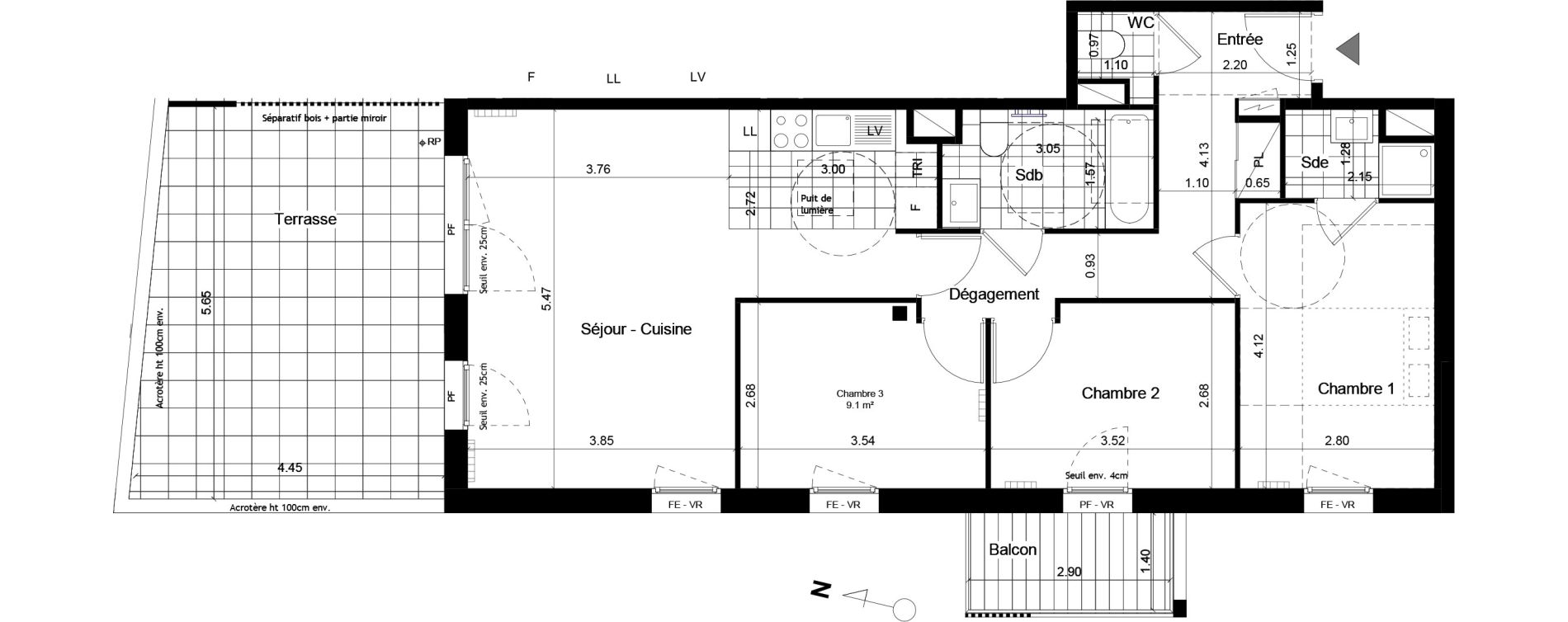 Appartement T4 de 77,10 m2 &agrave; Torcy L arche guedon