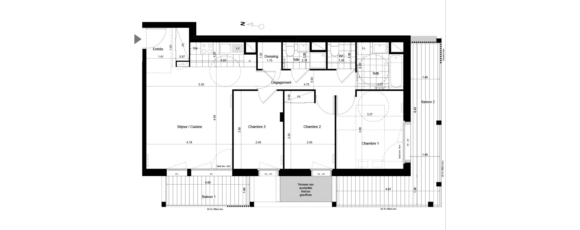 Appartement T4 de 75,10 m2 &agrave; Torcy L arche guedon