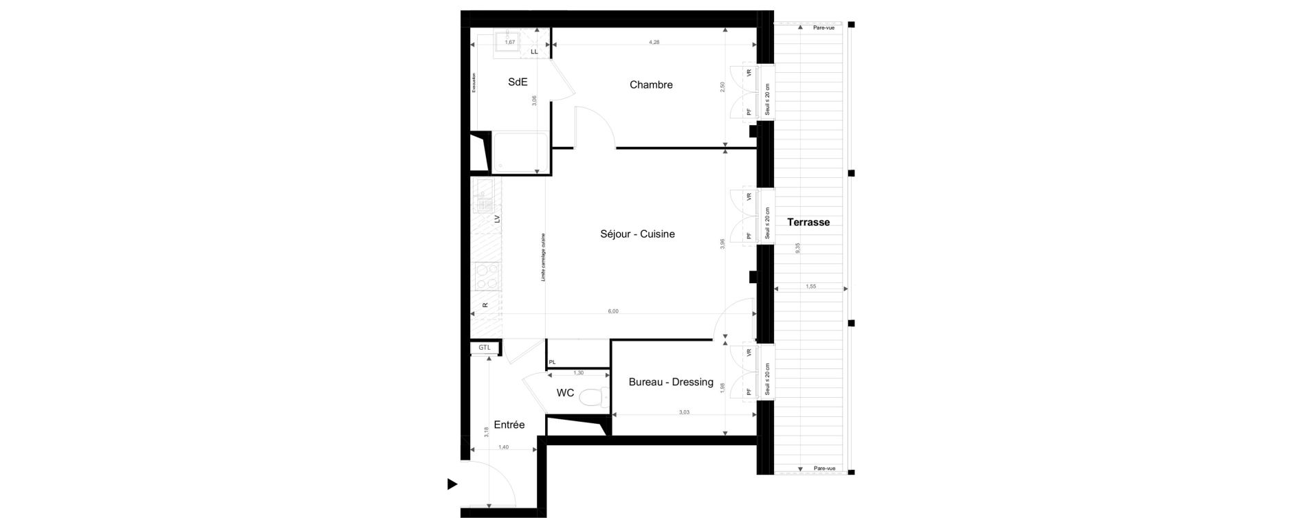 Appartement T2 de 51,13 m2 &agrave; Torcy Les coteaux de la marne