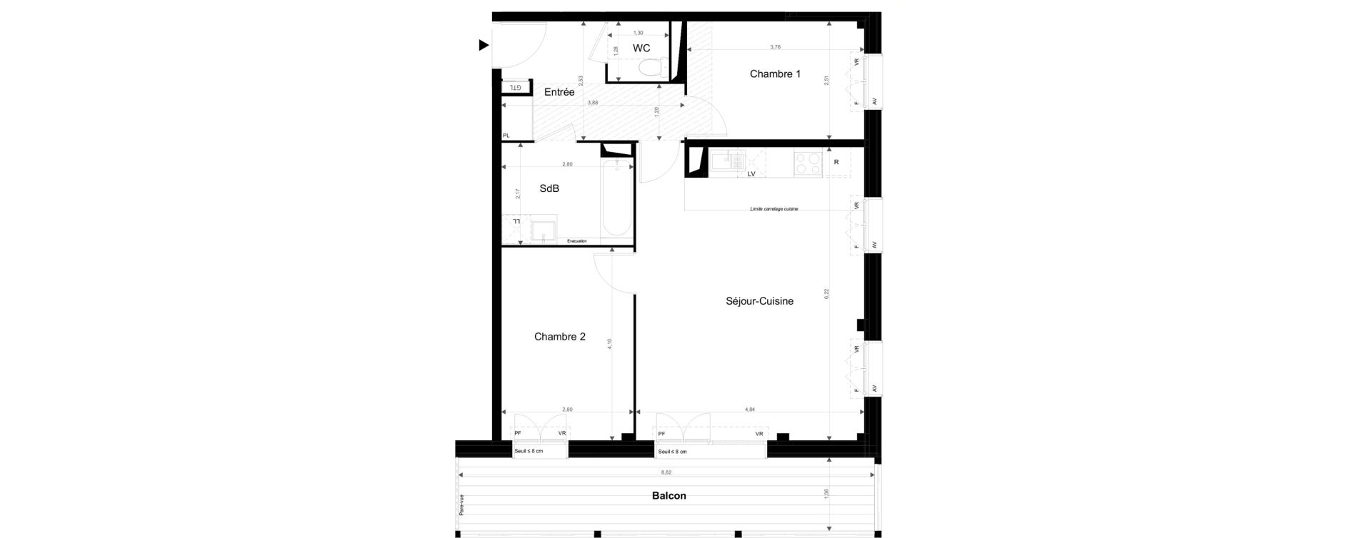 Appartement T3 de 65,46 m2 &agrave; Torcy Les coteaux de la marne