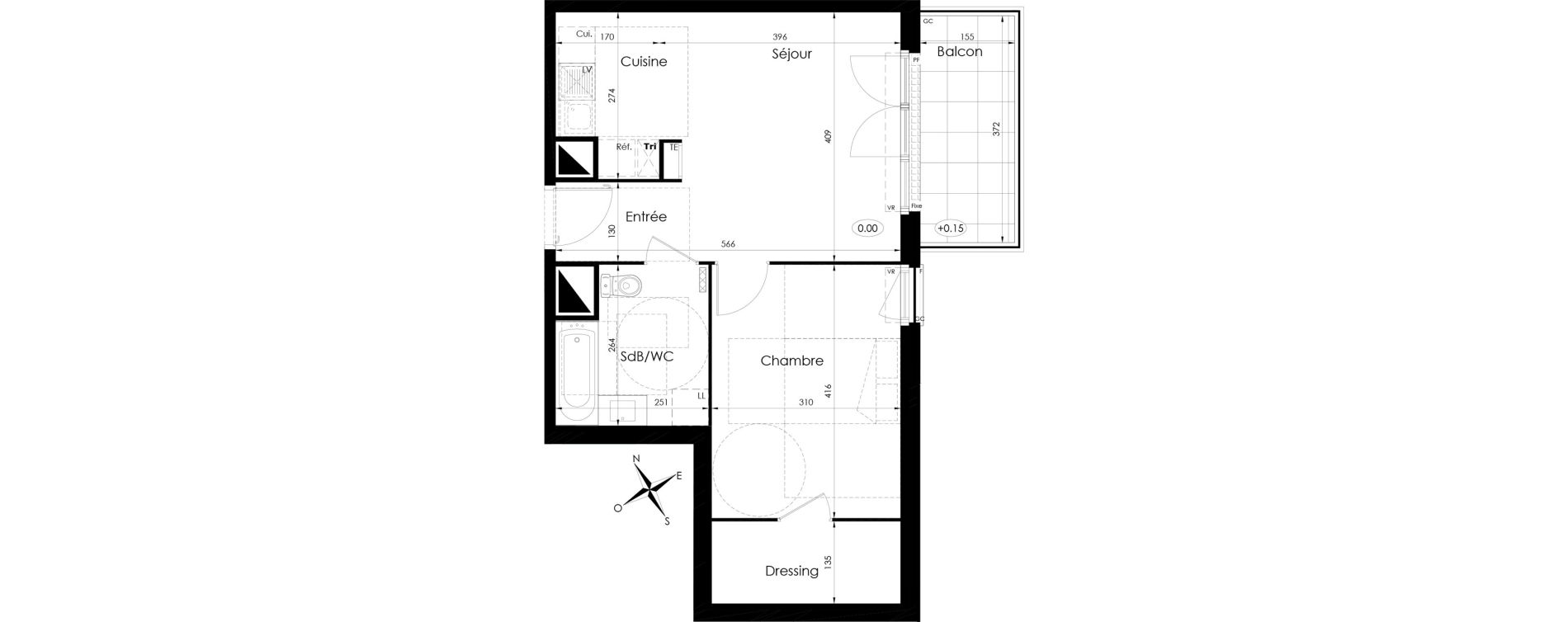 Appartement T2 de 45,40 m2 &agrave; Tournan-En-Brie Centre