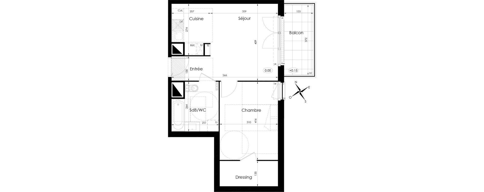 Appartement T2 de 45,40 m2 &agrave; Tournan-En-Brie Centre