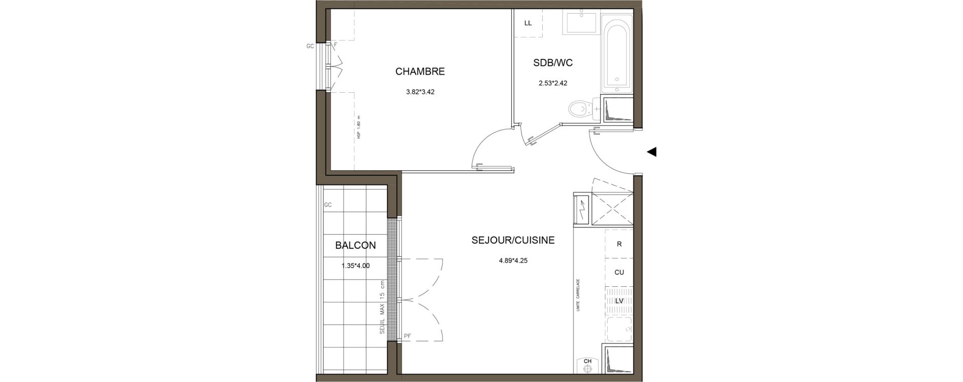 Appartement T2 de 40,14 m2 &agrave; Tournan-En-Brie Centre