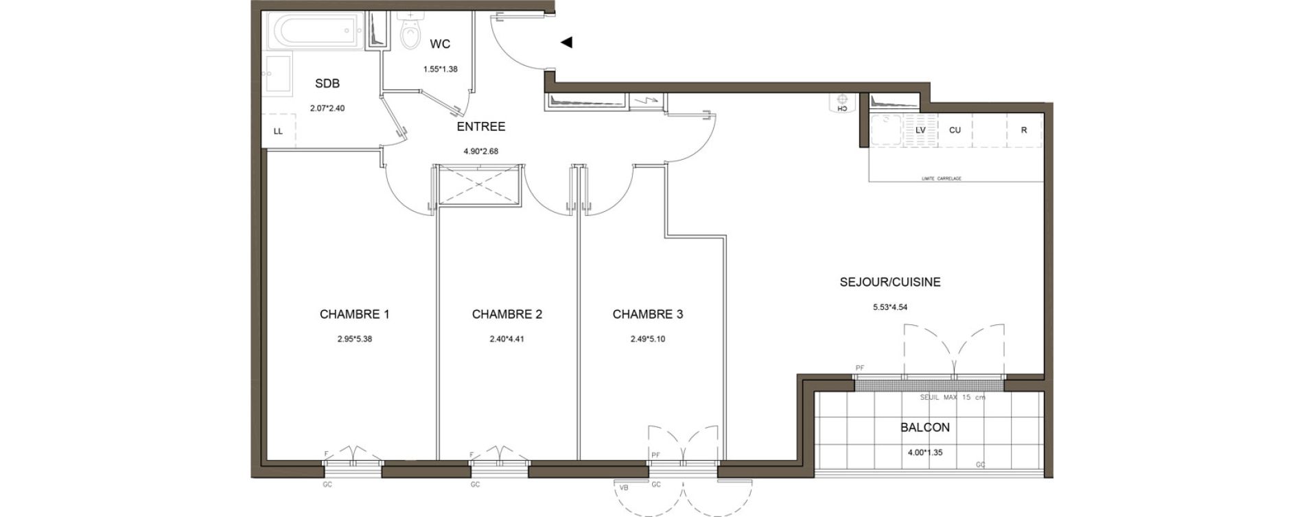 Appartement T4 de 83,45 m2 &agrave; Tournan-En-Brie Centre