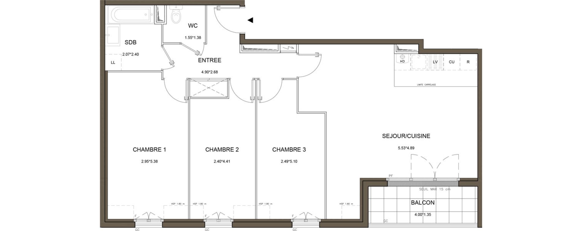 Appartement T4 de 81,46 m2 &agrave; Tournan-En-Brie Centre