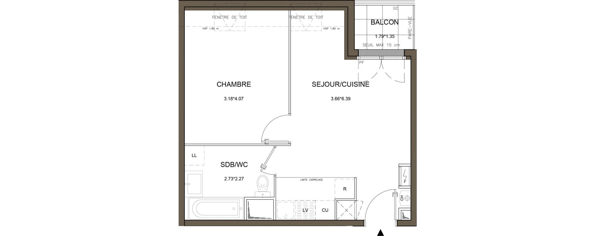 Appartement T2 de 37,00 m2 &agrave; Tournan-En-Brie Centre