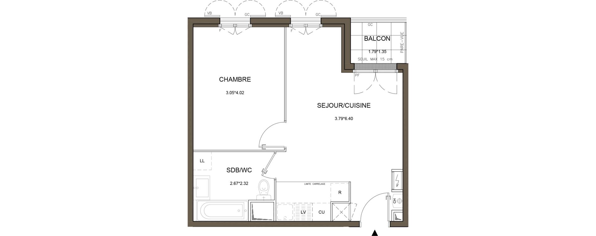Appartement T2 de 39,47 m2 &agrave; Tournan-En-Brie Centre