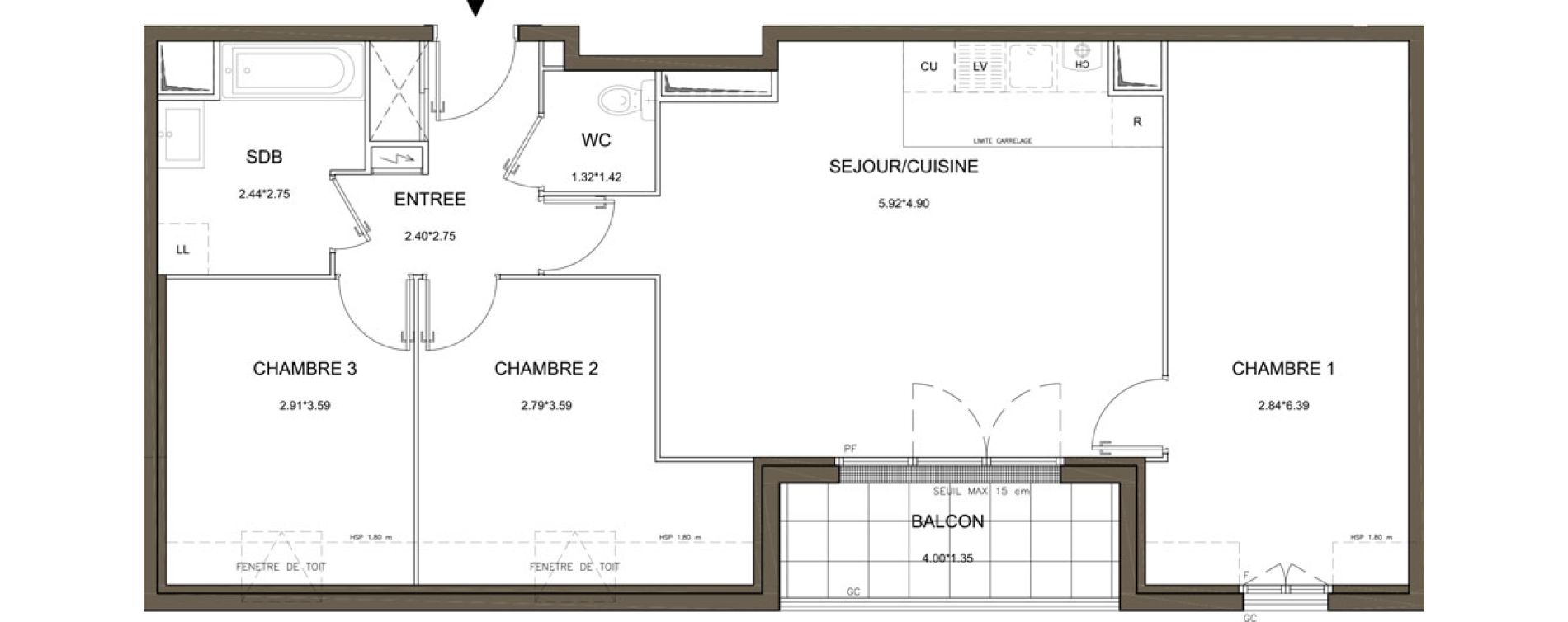 Appartement T4 de 78,36 m2 &agrave; Tournan-En-Brie Centre