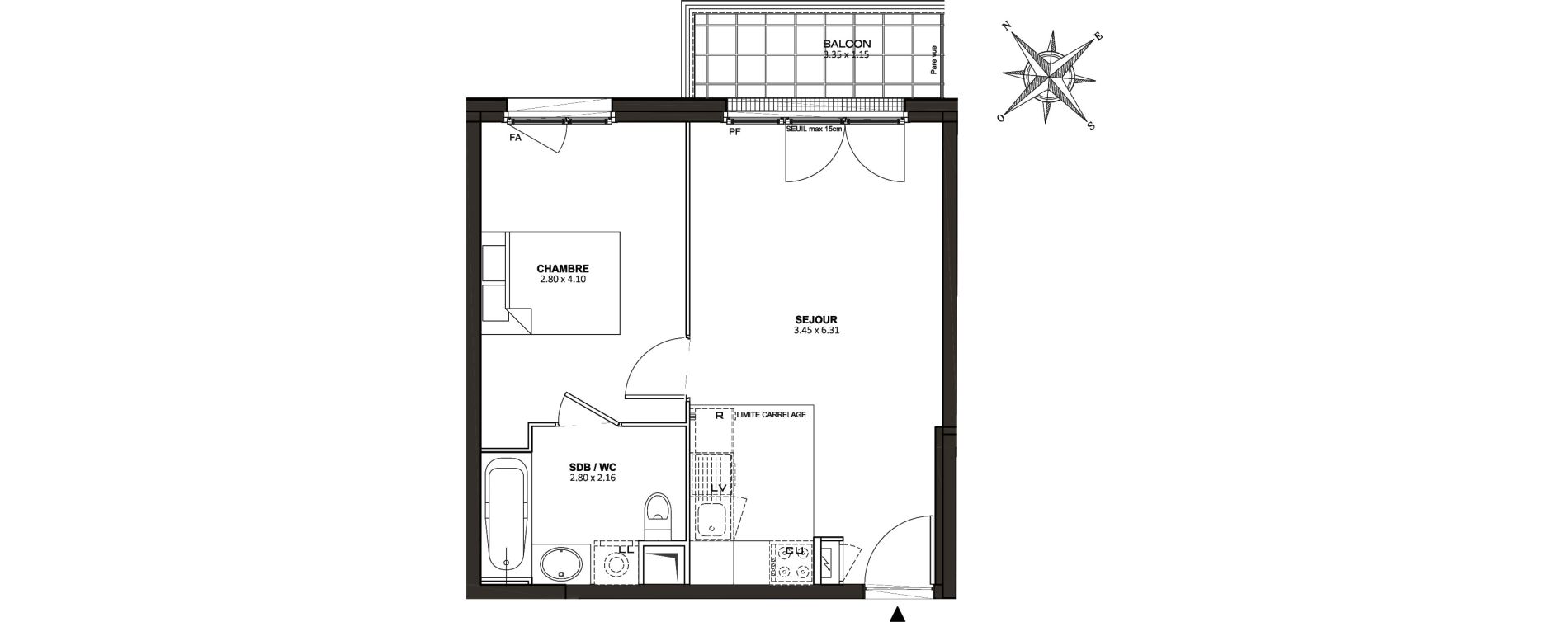 Appartement T2 de 38,34 m2 &agrave; Vaires-Sur-Marne Centre