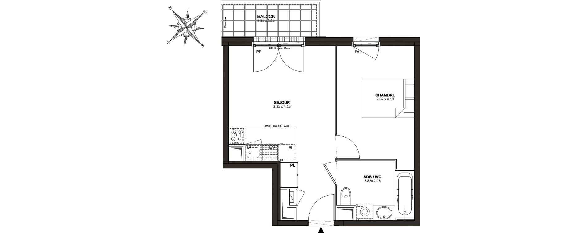 Appartement T2 de 36,30 m2 &agrave; Vaires-Sur-Marne Centre
