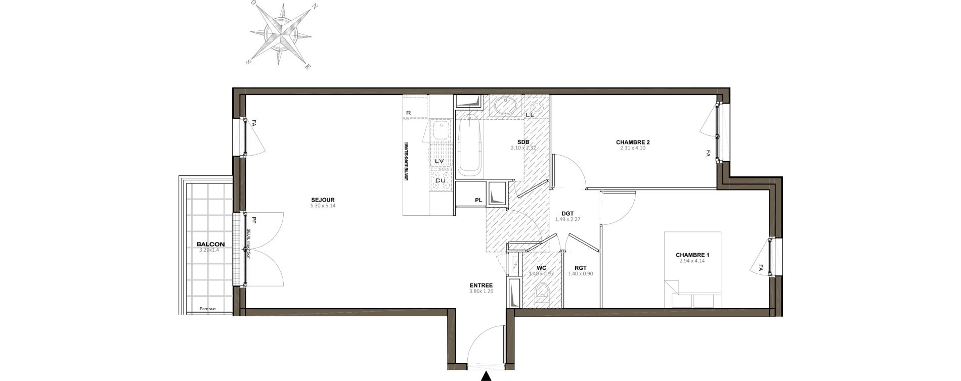 Appartement T3 de 65,05 m2 &agrave; Vaires-Sur-Marne Centre