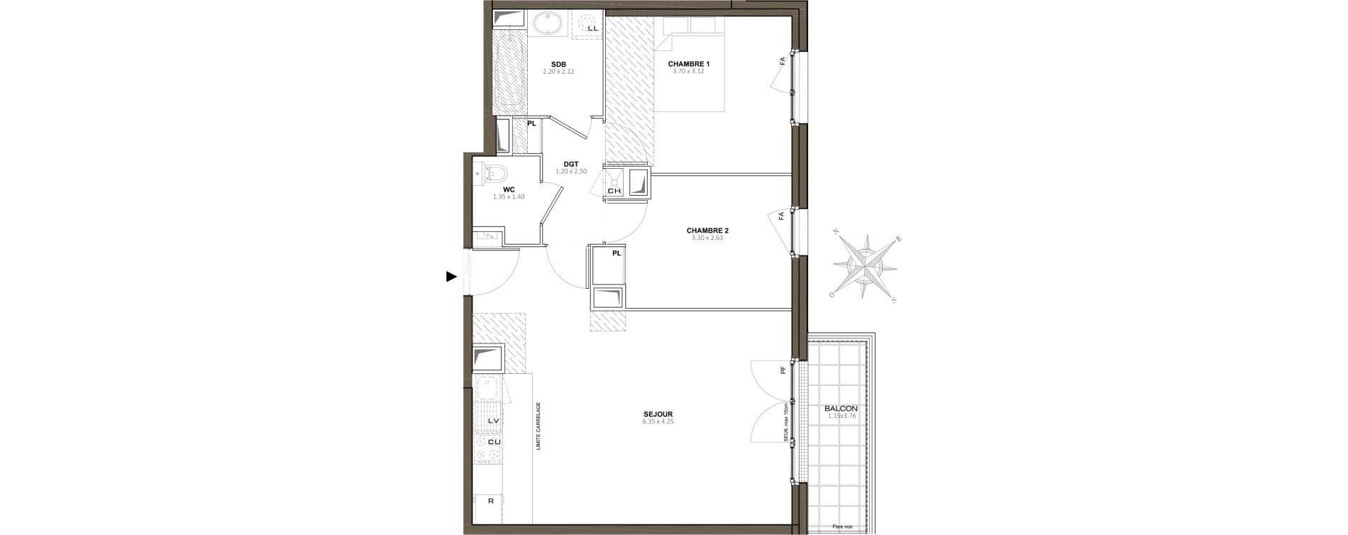 Appartement T3 de 60,45 m2 &agrave; Vaires-Sur-Marne Centre