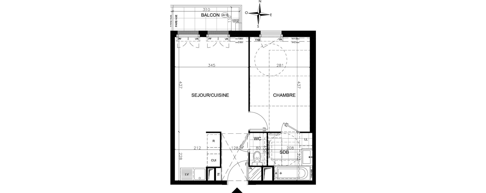 Appartement T2 de 40,89 m2 &agrave; Vaires-Sur-Marne Centre