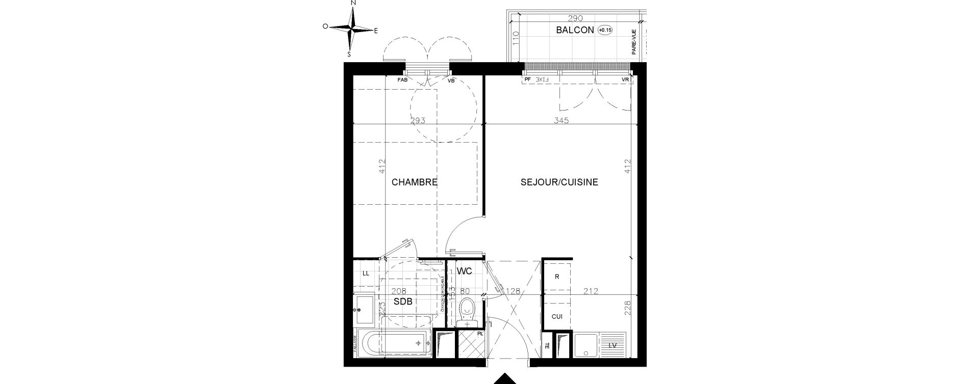 Appartement T2 de 39,63 m2 &agrave; Vaires-Sur-Marne Centre