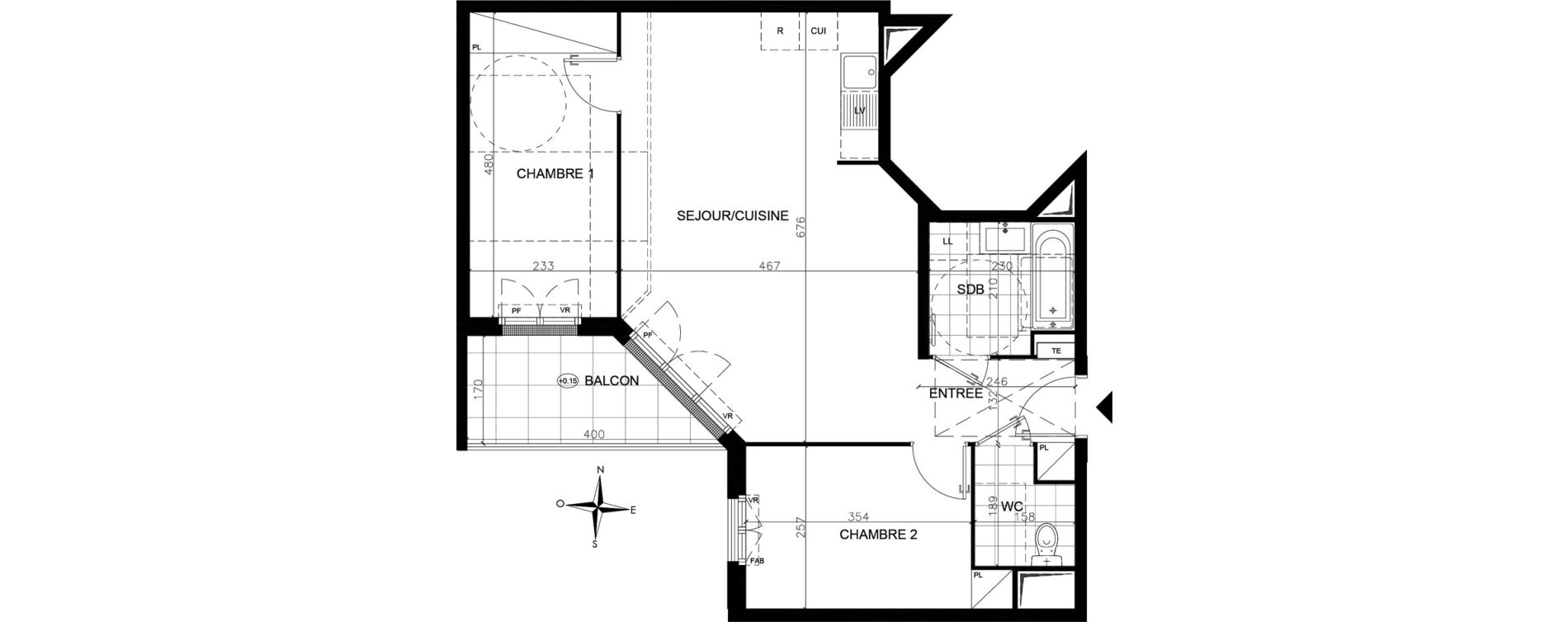 Appartement T3 de 59,38 m2 &agrave; Vaires-Sur-Marne Centre