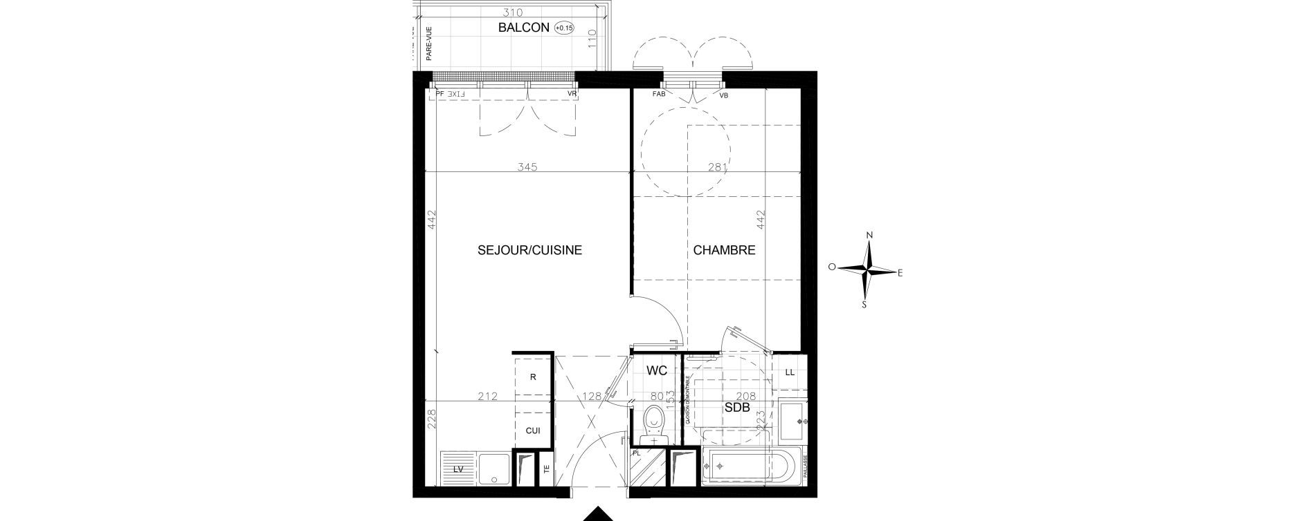 Appartement T2 de 41,01 m2 &agrave; Vaires-Sur-Marne Centre