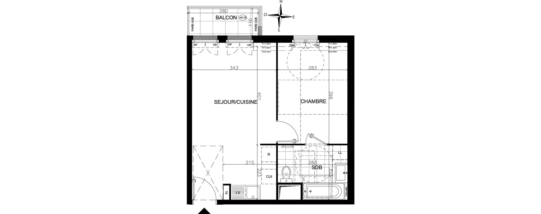 Appartement T2 de 38,56 m2 &agrave; Vaires-Sur-Marne Centre
