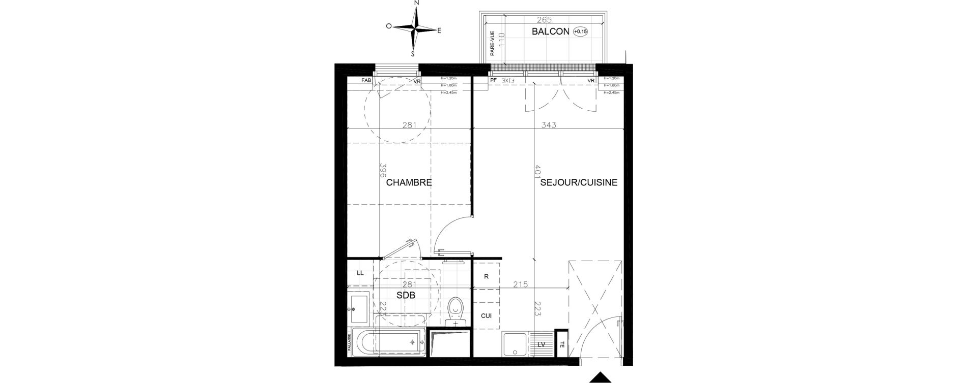 Appartement T2 de 38,45 m2 &agrave; Vaires-Sur-Marne Centre