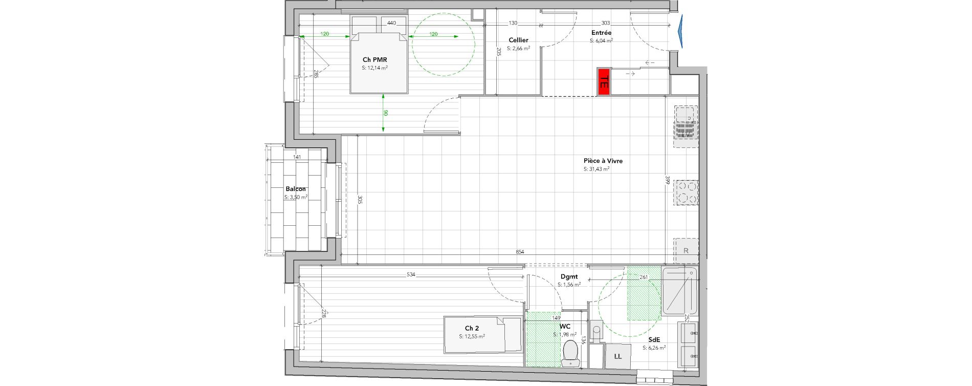 Appartement T3 de 74,62 m2 &agrave; Vaux-Le-P&eacute;nil Centre