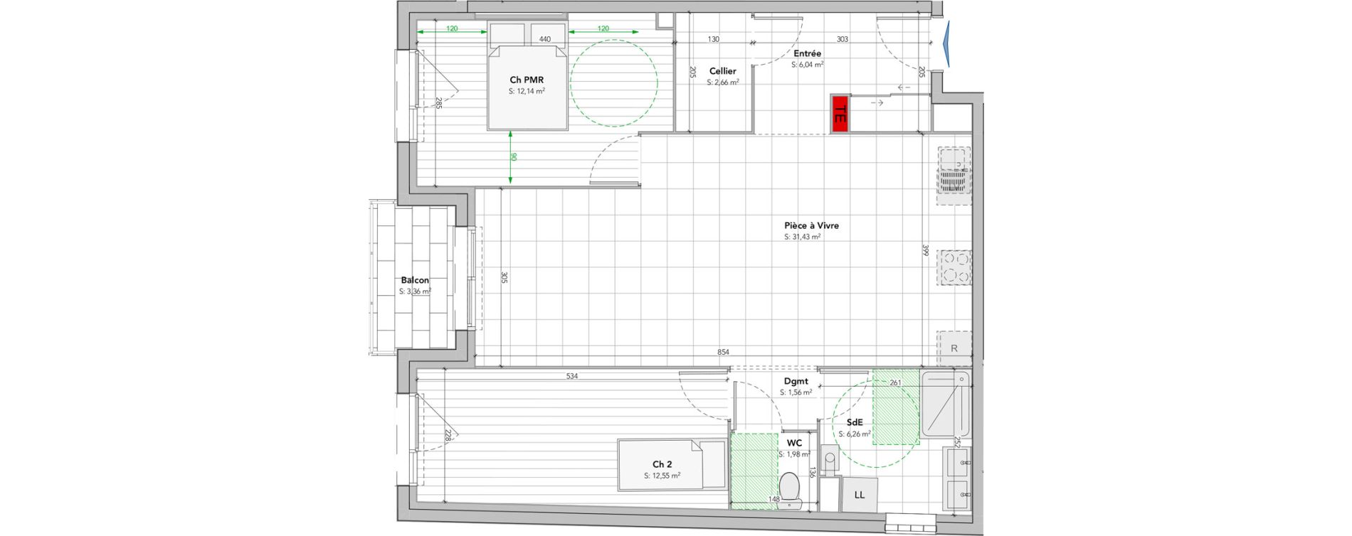 Appartement T3 de 74,62 m2 &agrave; Vaux-Le-P&eacute;nil Centre