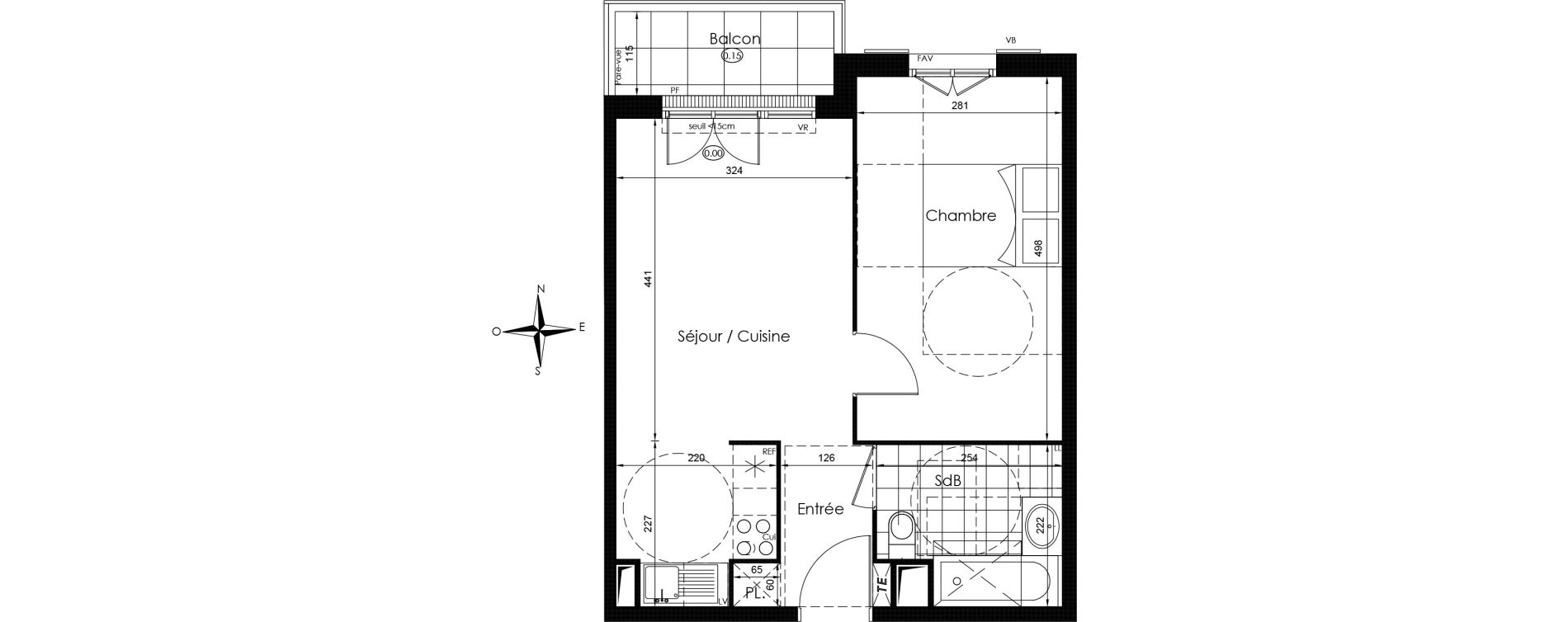 Appartement T2 de 40,95 m2 &agrave; Vaux-Le-P&eacute;nil Centre
