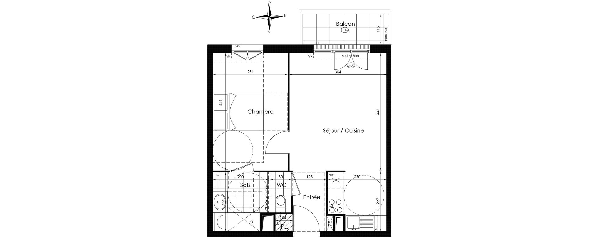 Appartement T2 de 41,86 m2 &agrave; Vaux-Le-P&eacute;nil Centre